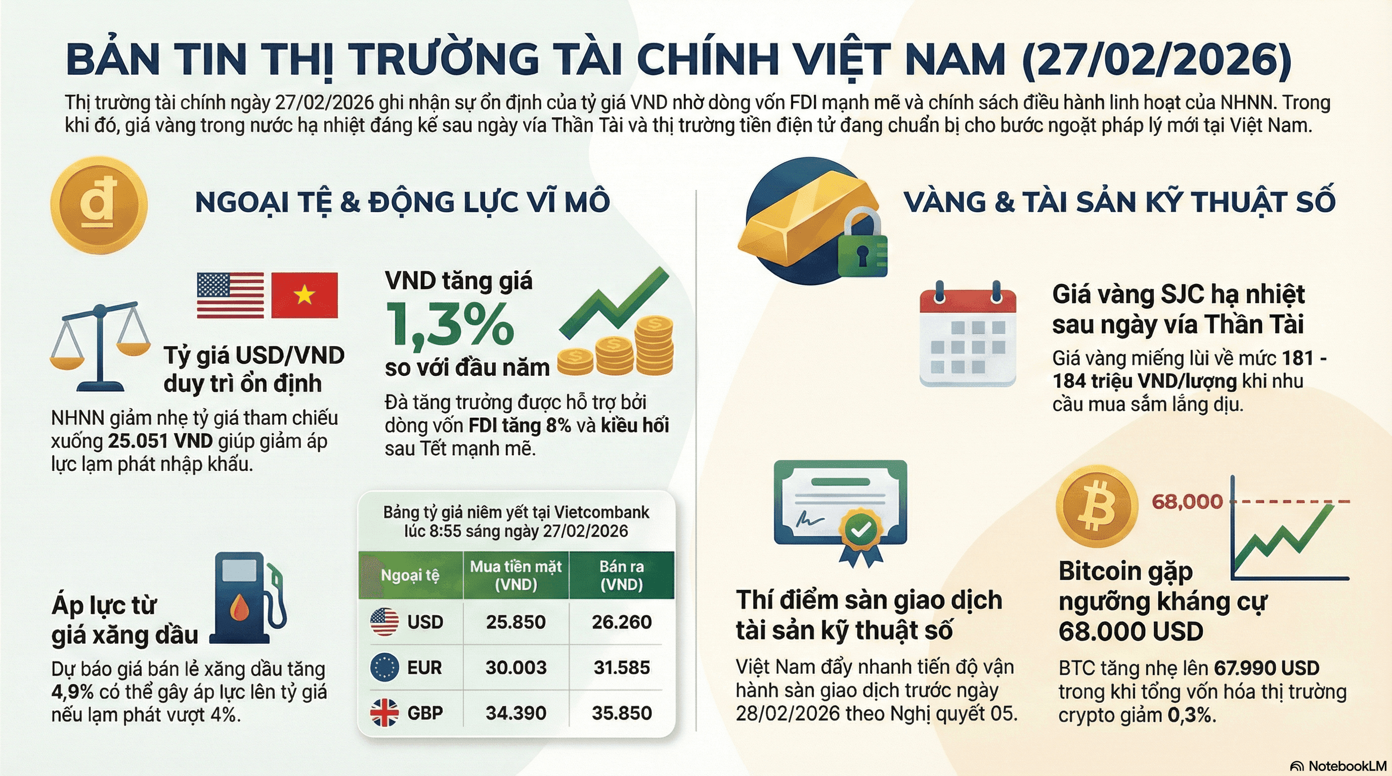 Tỷ Giá USD Ổn Định, Giá Vàng SJC Giảm Nhẹ Sau Ngày Vía Thần Tài Giữa Biến Động Thị Trường